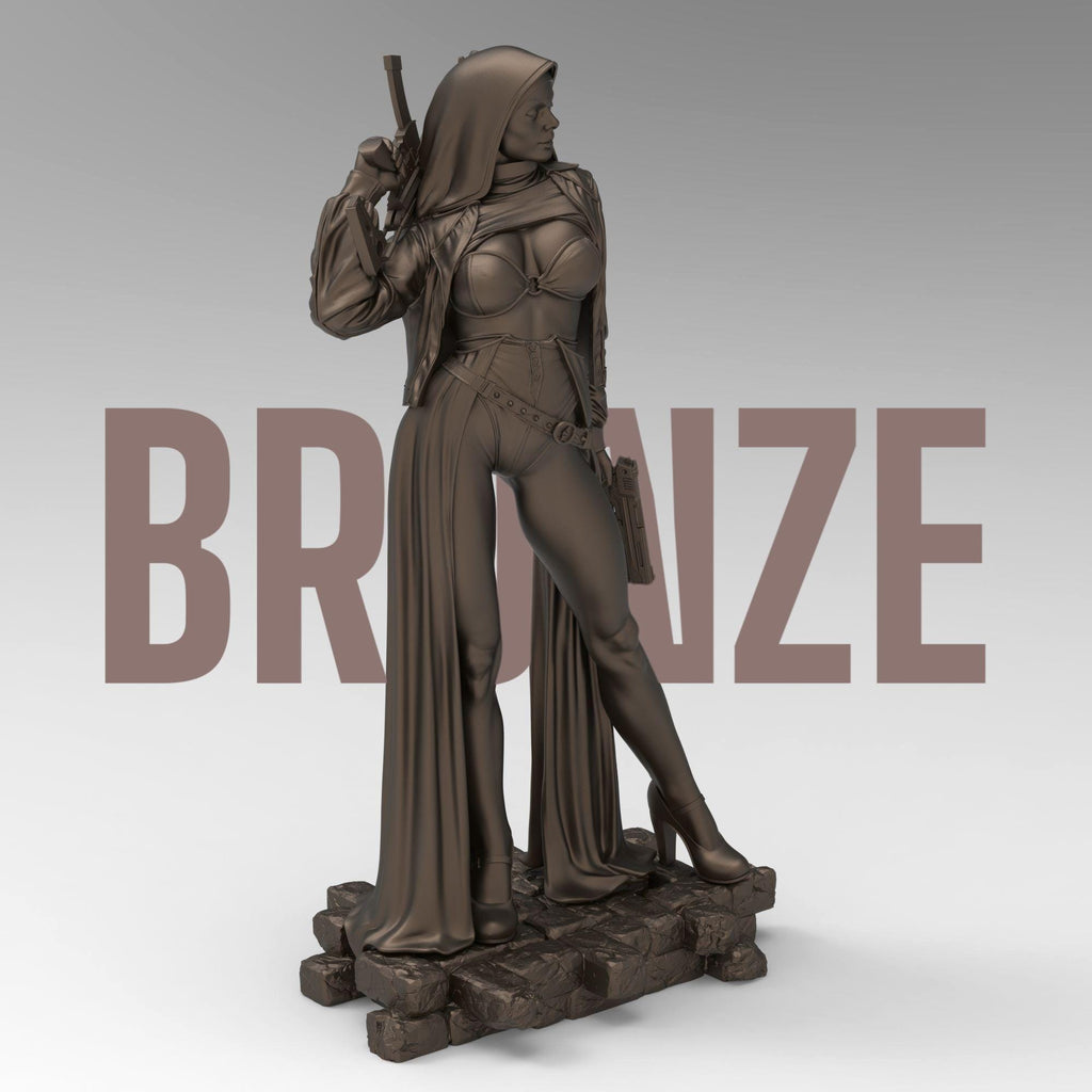 Armed and divine, the Nun with Gun stands tall with tactical heels, hooded cloak, and dual firepower. A bold blend of holiness and havoc—equal parts protector and punisher. Perfect for collectors who like their saints with a side of firepower.