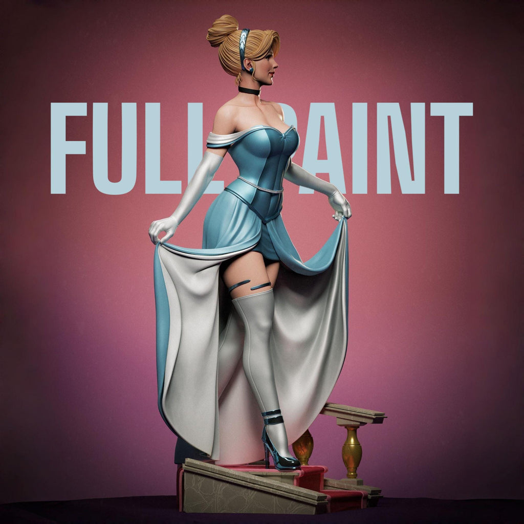 A bold reimagination of the classic princess, this stunning Elaria the Princess of Moonlight statuette blends elegance and seduction. With delicate details from her flowing dress to thigh-high stockings and glass slippers, she steps confidently down the royal stairs—one garter and lost shoe away from a fairytale twist.