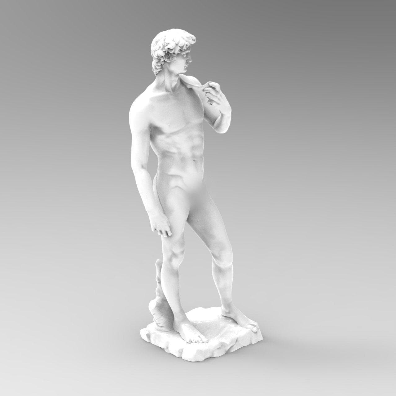 Detailed statuette of Michelangelo David, capturing the Renaissance masterpiece’s iconic pose and intricate anatomy. A timeless representation of classical art and human beauty.
