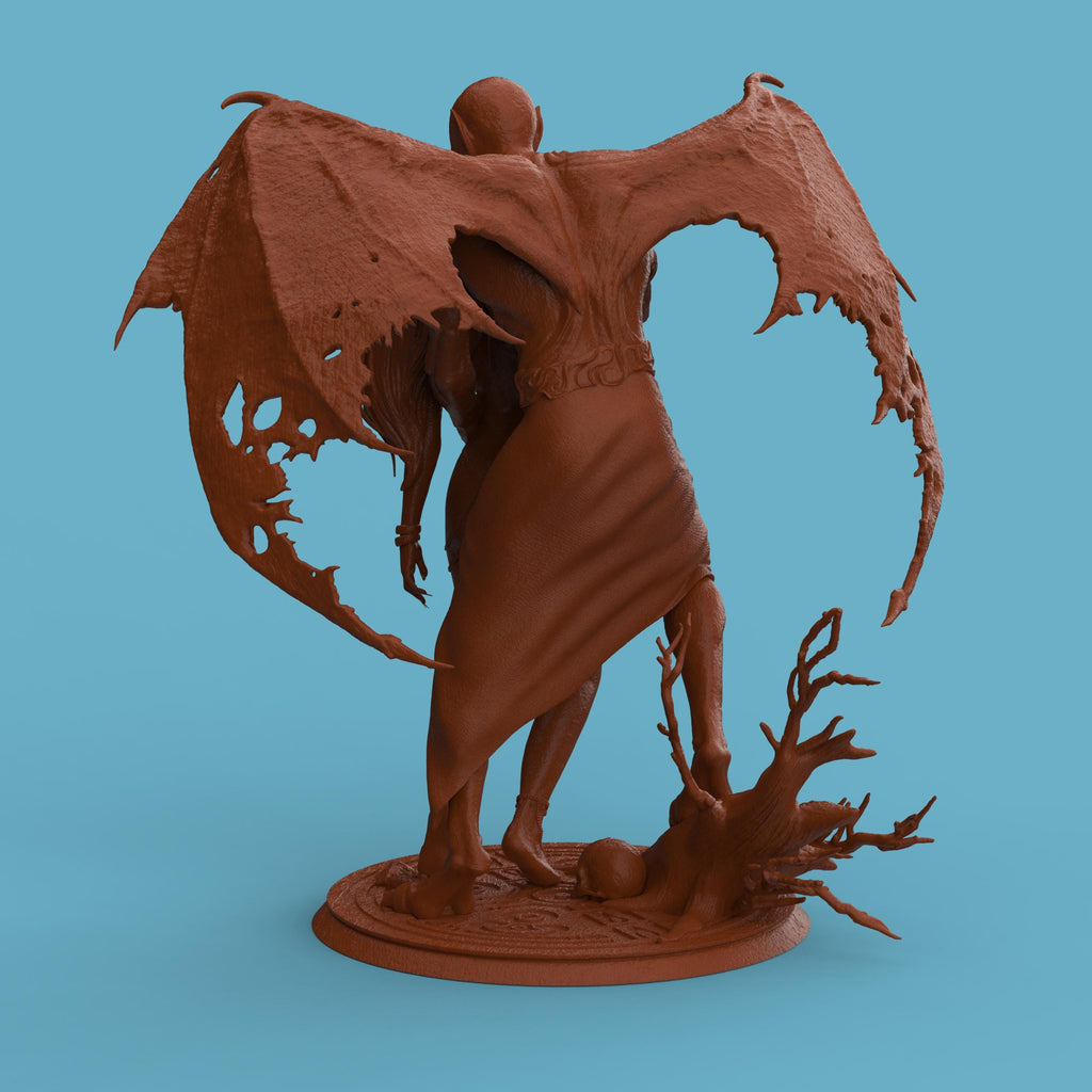 3D-printed Dracula’s Desire figurine featuring a dramatic vampire and victim scene, capturing gothic passion and dark fantasy. The detailed sculpture showcases expressive poses, intricate anatomy, and realistic textures — from tattered wings to flowing hair — symbolizing temptation, dominance, and the timeless allure of the night.