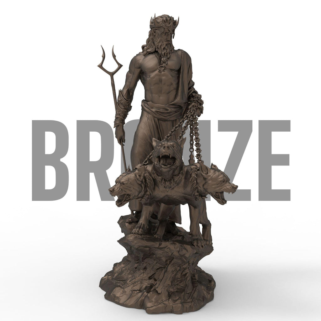 Bow before Hades, Lord of the Underworld, accompanied by the fearsome three-headed Cerberus. This powerful statue captures the might and mystery of Greek mythology—ideal for fantasy collectors and tabletop realms alike.