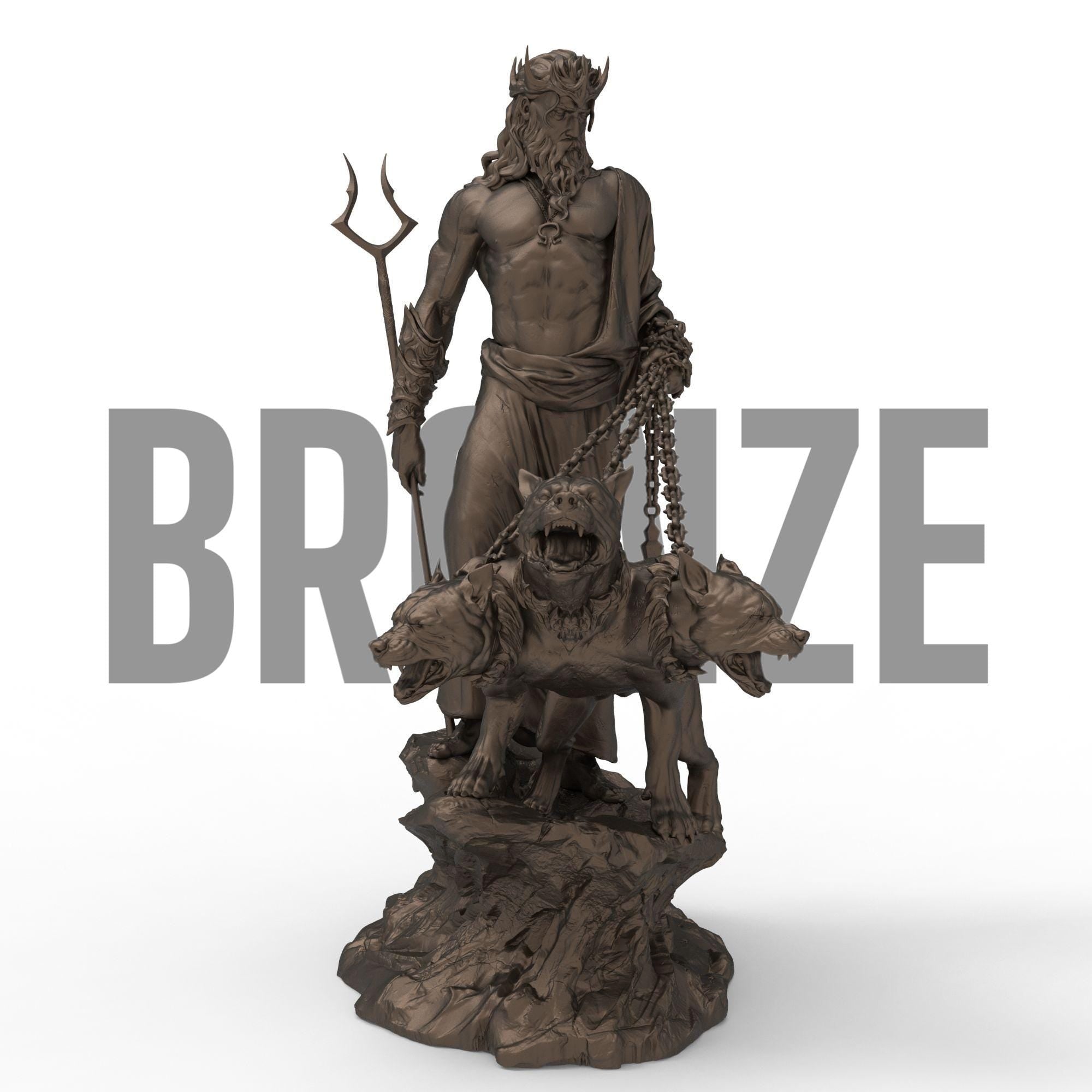 Bow before Hades, Lord of the Underworld, accompanied by the fearsome three-headed Cerberus. This powerful statue captures the might and mystery of Greek mythology—ideal for fantasy collectors and tabletop realms alike.