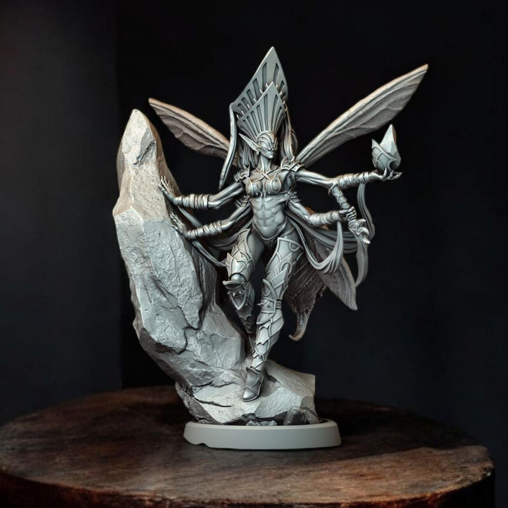 Commanding the swarm with elegance and menace, Crith Spellsting—the Wasp Queen’s deadly emissary—rises in a powerful stance. Adorned in spiked armor and wielding a jagged staff, she embodies the deadly grace of the Sylvari. Perfect for collectors and fantasy lovers, this 3D-printed sculpture captures her in full battle-ready glory, with two variant poses to showcase her sting.