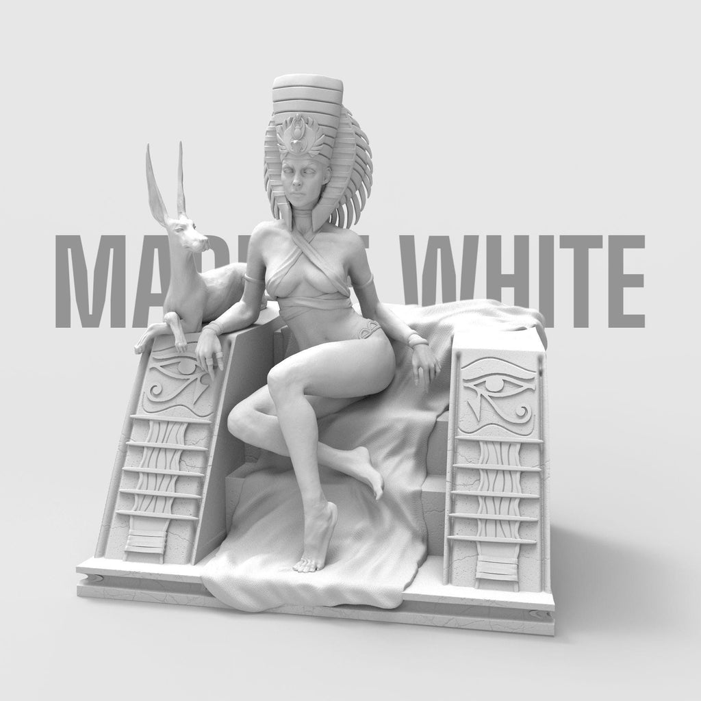 A majestic sculpture of Cleopatra seated in grace with two feline guardians at her side. Rich in Egyptian symbolism and detail, this piece evokes the mystery, power, and allure of ancient royalty. Perfect for collectors of historical or mythological art.