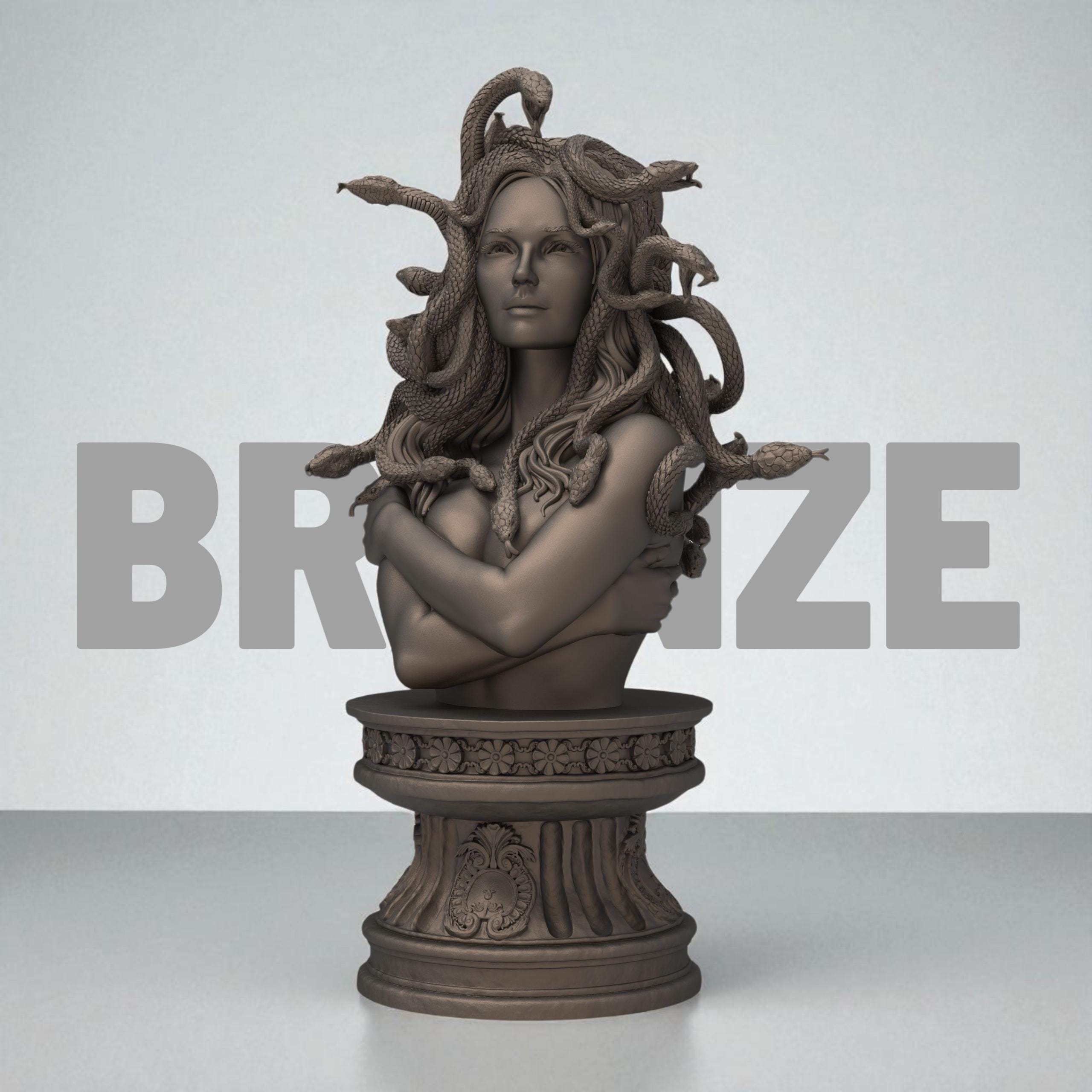 Medusa bust sculpture snake hair mythological woman detailed resin statue Greek mythology decor fantasy tabletop collectible