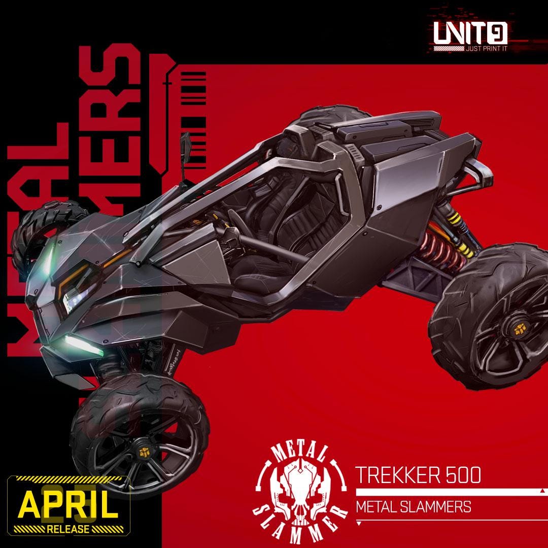 A rugged sci-fi off-road buggy sculpture with intricate detailing and an armed pilot behind the wheel. Trekker is a perfect collectible for vehicle lovers and tabletop gamers. Available in multiple finishes and sizes. A striking addition to any shelf!