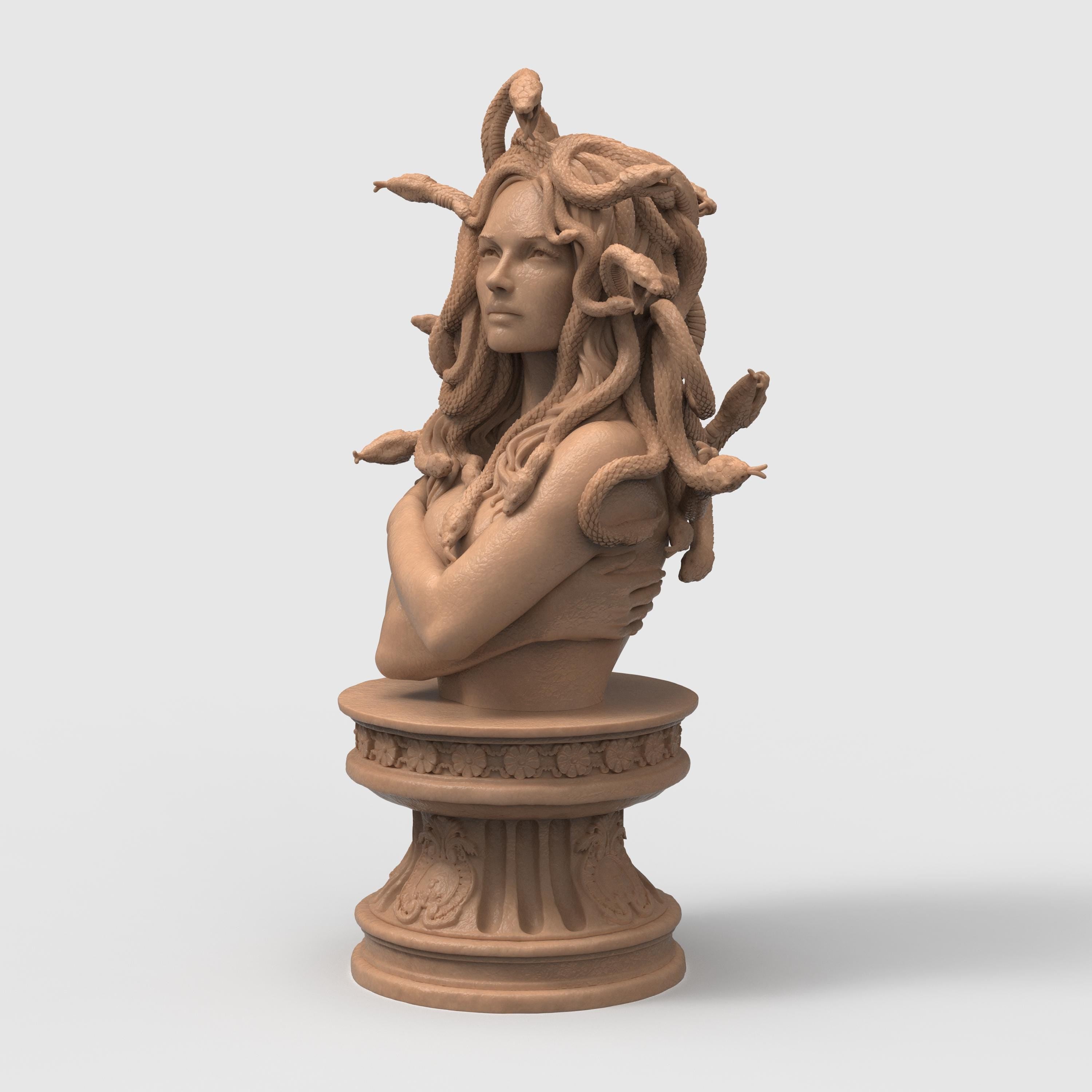 Medusa bust sculpture snake hair mythological woman detailed resin statue Greek mythology decor fantasy tabletop collectible