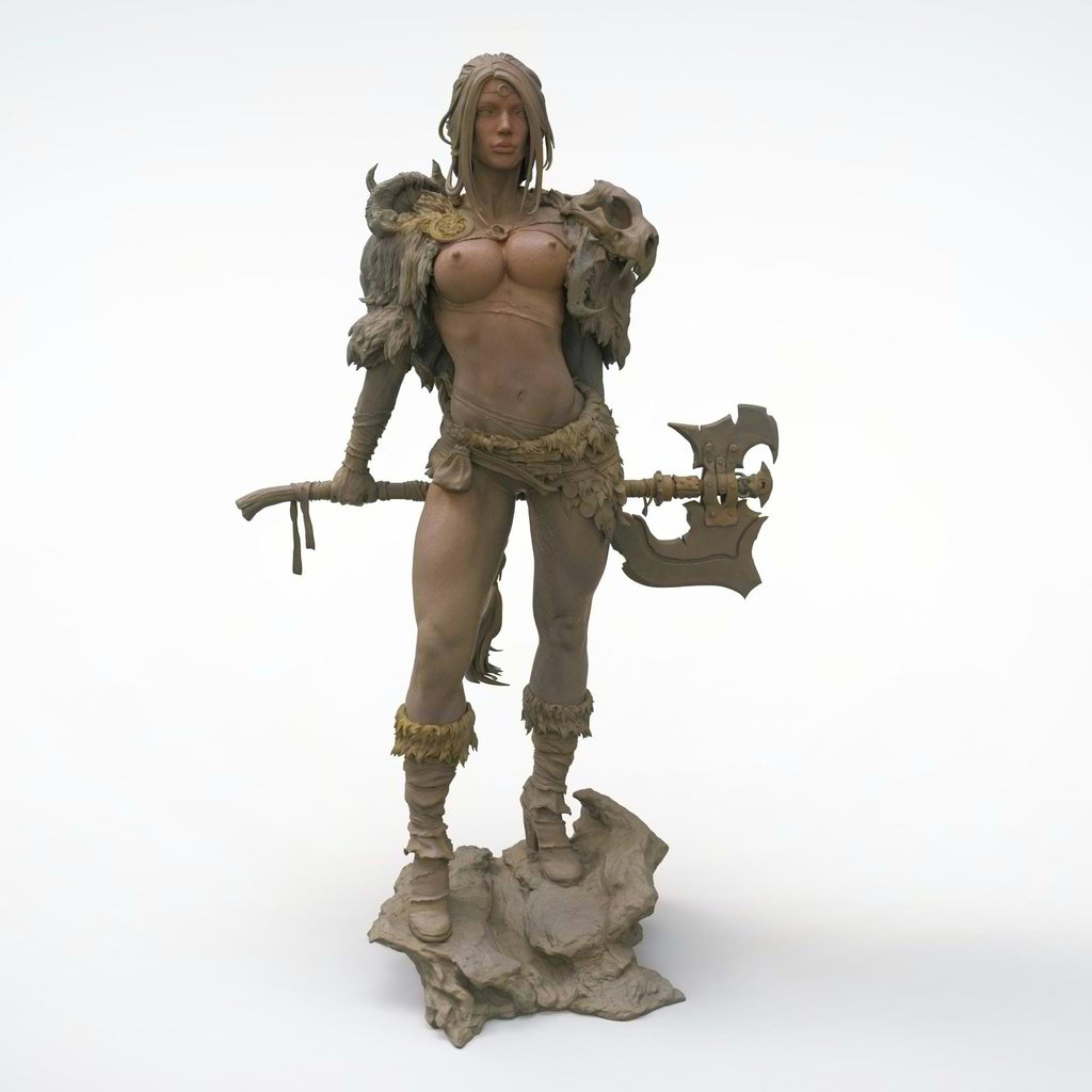 Embodying raw power and primal grace, Seraphyne the Untamed commands attention with every detail—from her battle-worn axe to the feral beauty of her fur-lined armor. A fierce guardian of nature and freedom, sculpted to stand tall in any collection.