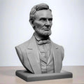 Statue of Abraham Lincoln in a detailed bust format, featuring his iconic beard and dressed in a formal suit with a bow tie, mounted on a rectangular base.