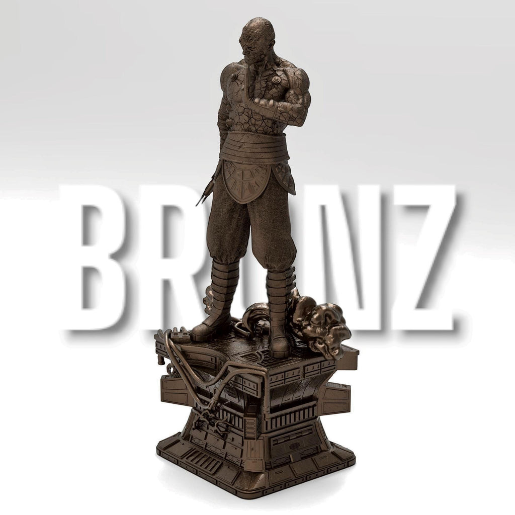 Darth Sion statue, showcasing the Sith Lord’s cracked stone-like body. He stands on a futuristic base, gripping a lightsaber, exuding menace. His battle-worn armor and intense gaze reflect his mastery of the dark side, embodying pain and hatred.