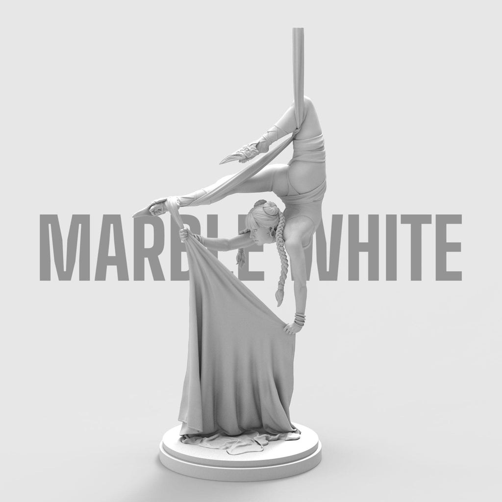 A breathtaking sculpture capturing the grace of aerial dance. The Dreamwoven balances midair, holding silken fabric in an elegant, contorted pose. Every curve and detail tells a story of strength, beauty, and poise—perfect for lovers of motion, fantasy, and fine artistry.