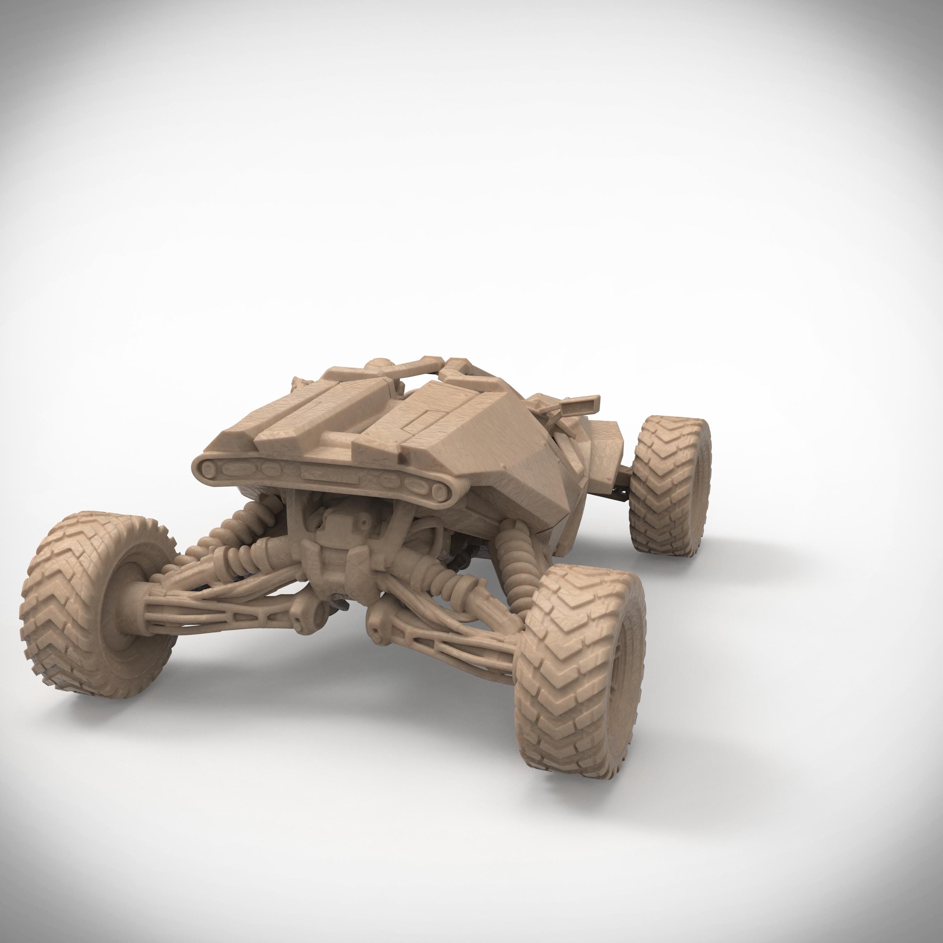 A rugged sci-fi off-road buggy sculpture with intricate detailing and an armed pilot behind the wheel. Trekker is a perfect collectible for vehicle lovers and tabletop gamers. Available in multiple finishes and sizes. A striking addition to any shelf!