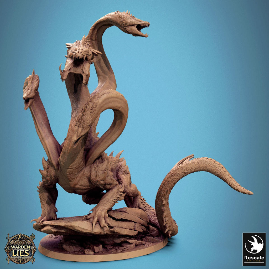 NoxHydra is a colossal multi-headed dragon, each serpentine neck poised to strike. Its scales ripple with menace, and its stance atop jagged rock radiates raw power. Perfect for epic tabletop battles or collectors of legendary beasts.