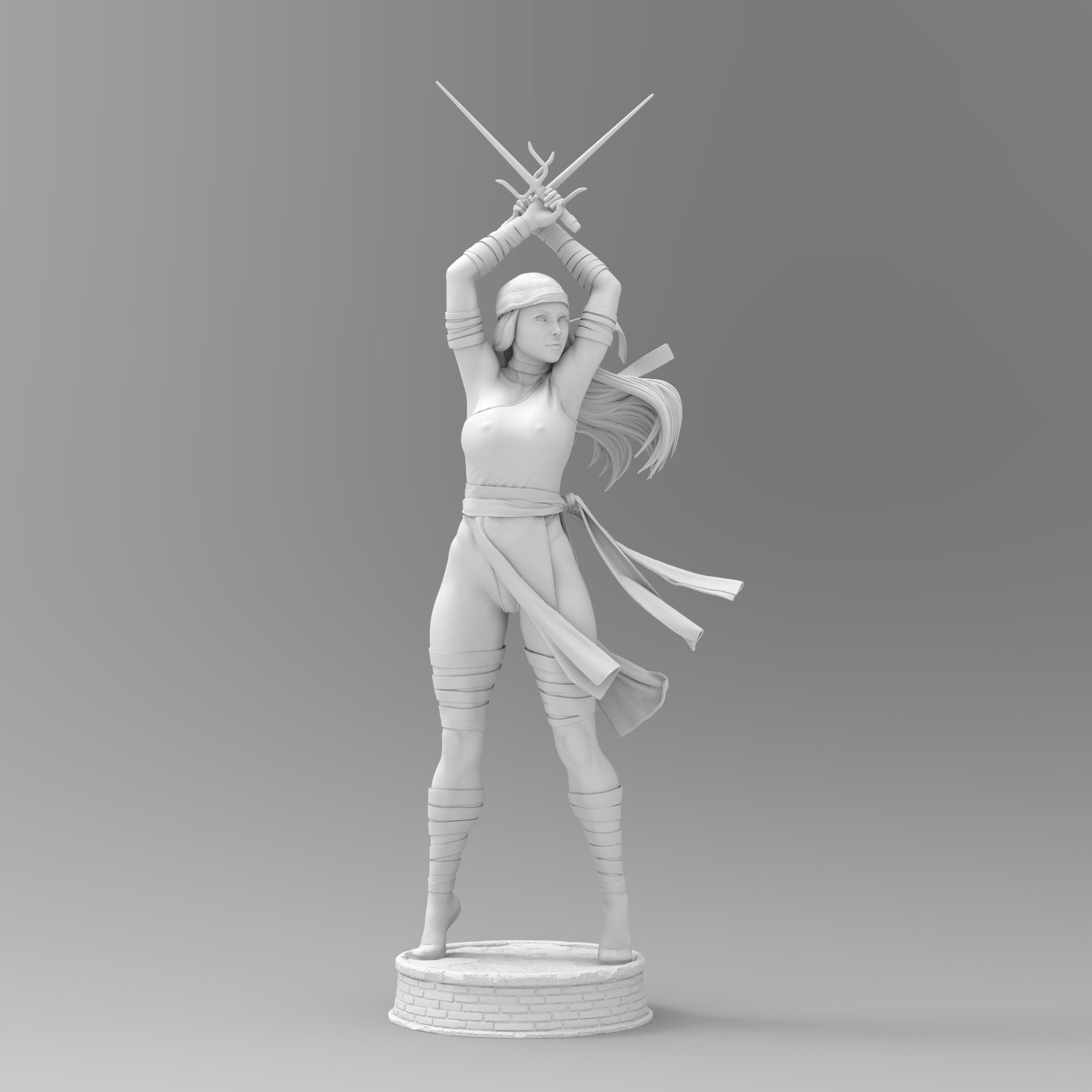 Elektra strikes a fierce pose, dual blades drawn and ready. With flowing garments and a deadly stance, she embodies precision and power. A perfect blend of elegance and lethality, this miniature captures the spirit of a skilled warrior in motion.