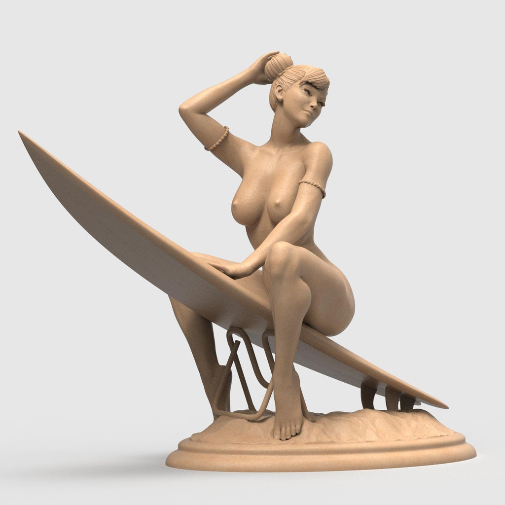 Beachside Beauty captures the carefree spirit of summer in a stunning 3D sculpture. Featuring a confident woman perched on her surfboard, this piece radiates sun-soaked charm and vintage pin-up appeal—perfect for coastal decor or collector displays.