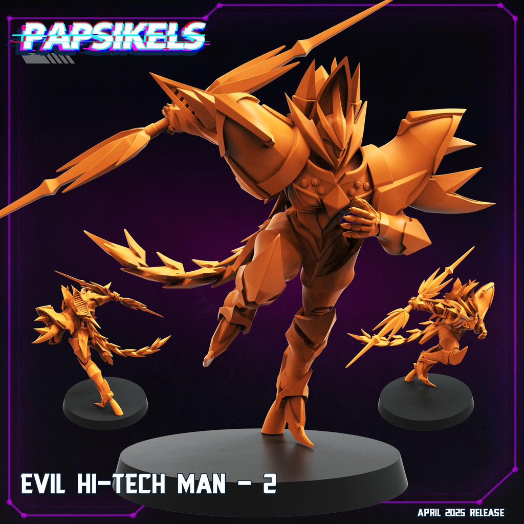 A futuristic warrior clad in angular high-tech armor, caught in mid-leap with blade-like limbs and menacing energy. Perfect for sci-fi fans, tabletop games, or mech-themed collections. A sleek and powerful presence for any display.