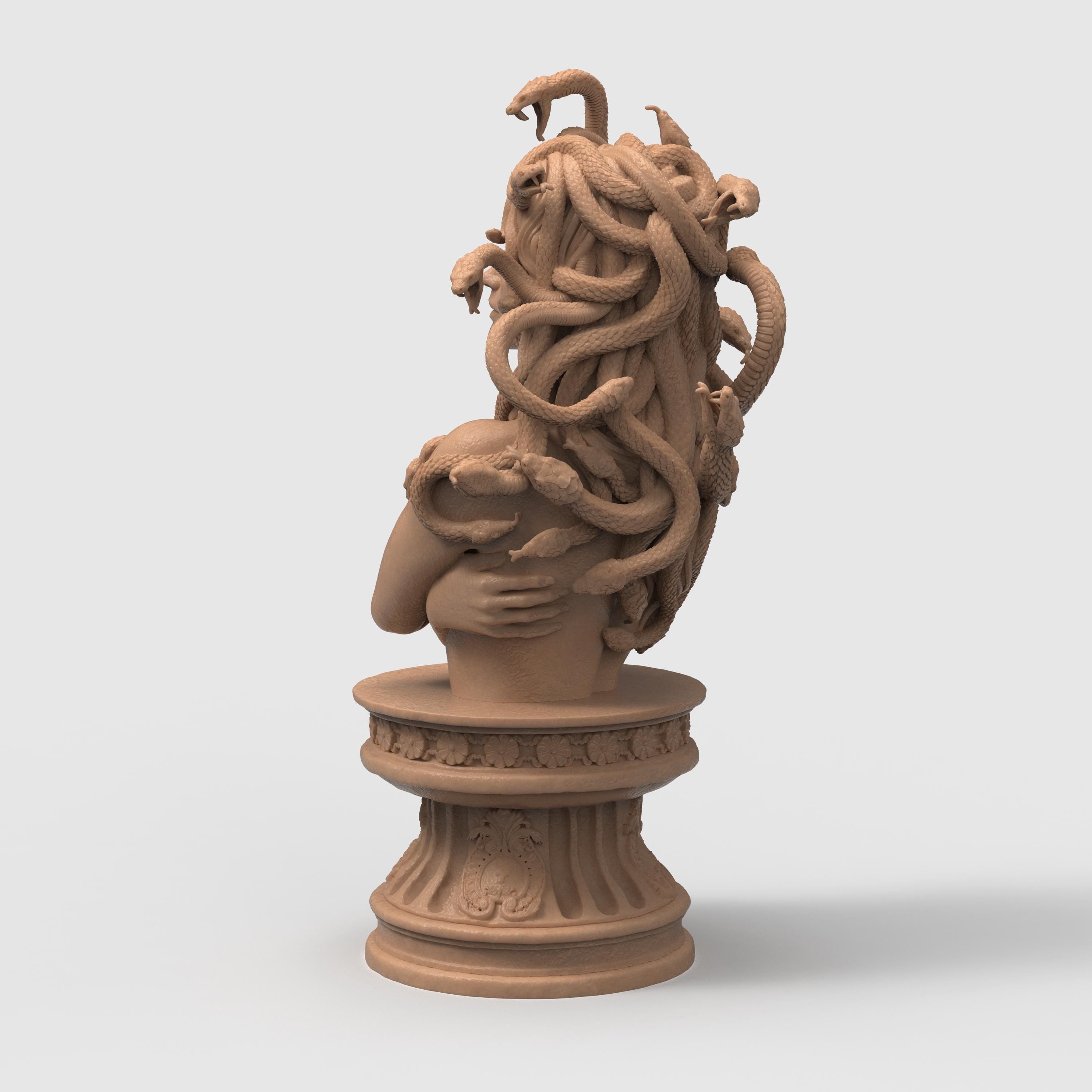 Medusa bust sculpture snake hair mythological woman detailed resin statue Greek mythology decor fantasy tabletop collectible