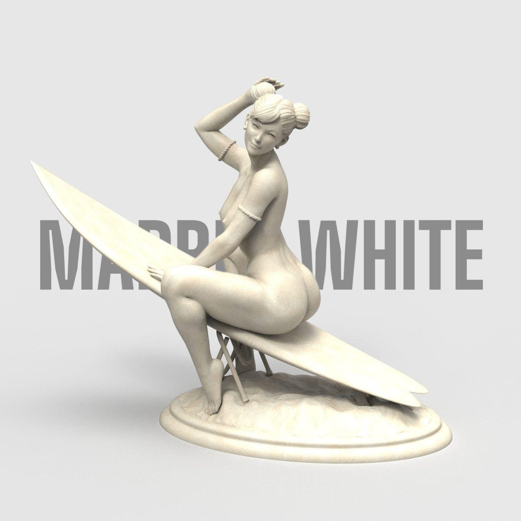 Beachside Beauty captures the carefree spirit of summer in a stunning 3D sculpture. Featuring a confident woman perched on her surfboard, this piece radiates sun-soaked charm and vintage pin-up appeal—perfect for coastal decor or collector displays.