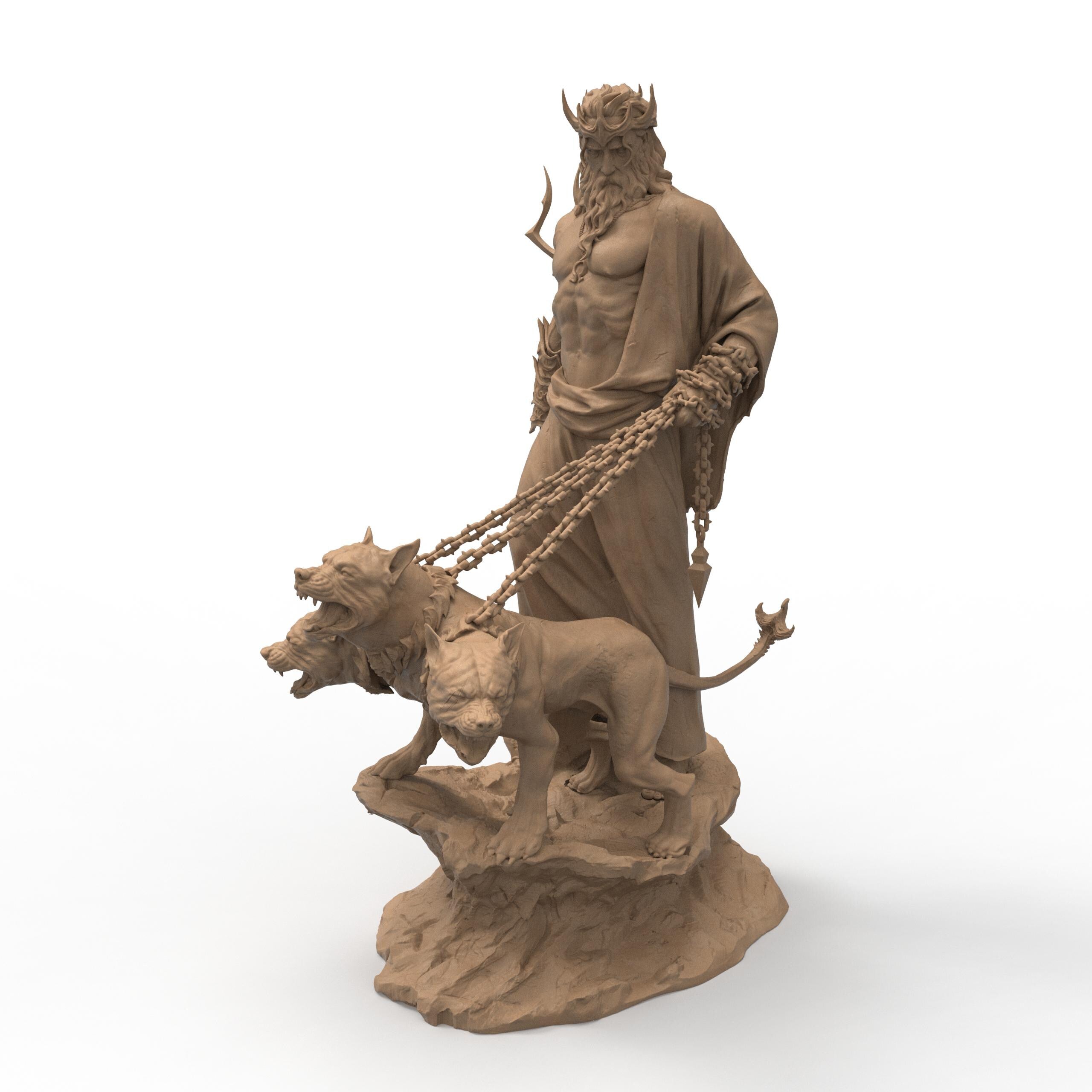 Bow before Hades, Lord of the Underworld, accompanied by the fearsome three-headed Cerberus. This powerful statue captures the might and mystery of Greek mythology—ideal for fantasy collectors and tabletop realms alike.