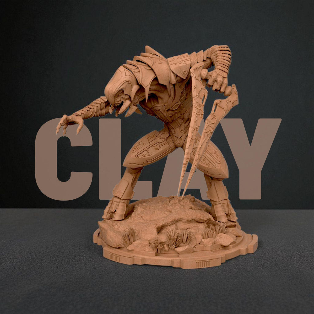 Arbiter Elite Figurine: Detailed Warrior with Twin Plasma Blades | Various Sizes & Finishes