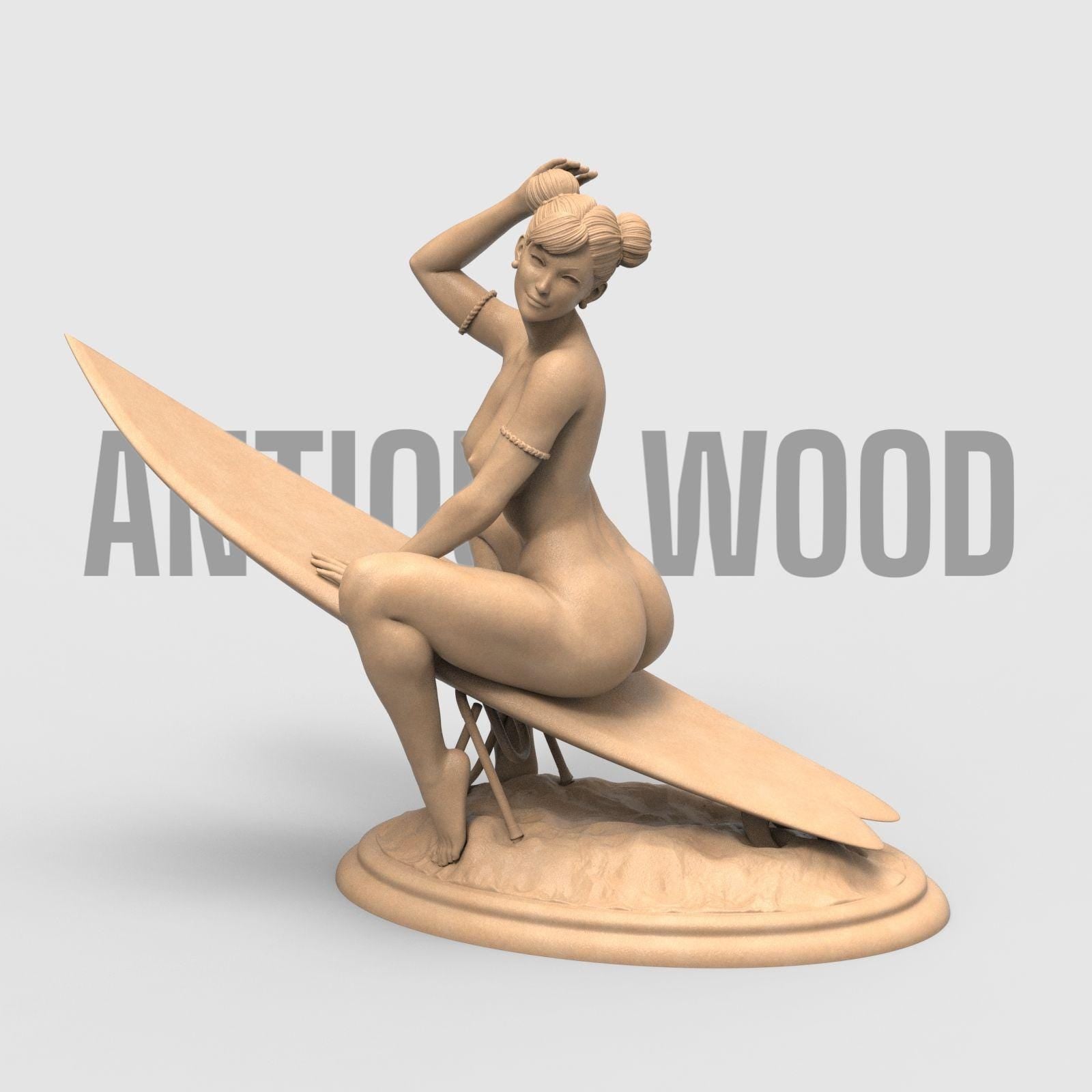 Beachside Beauty captures the carefree spirit of summer in a stunning 3D sculpture. Featuring a confident woman perched on her surfboard, this piece radiates sun-soaked charm and vintage pin-up appeal—perfect for coastal decor or collector displays.