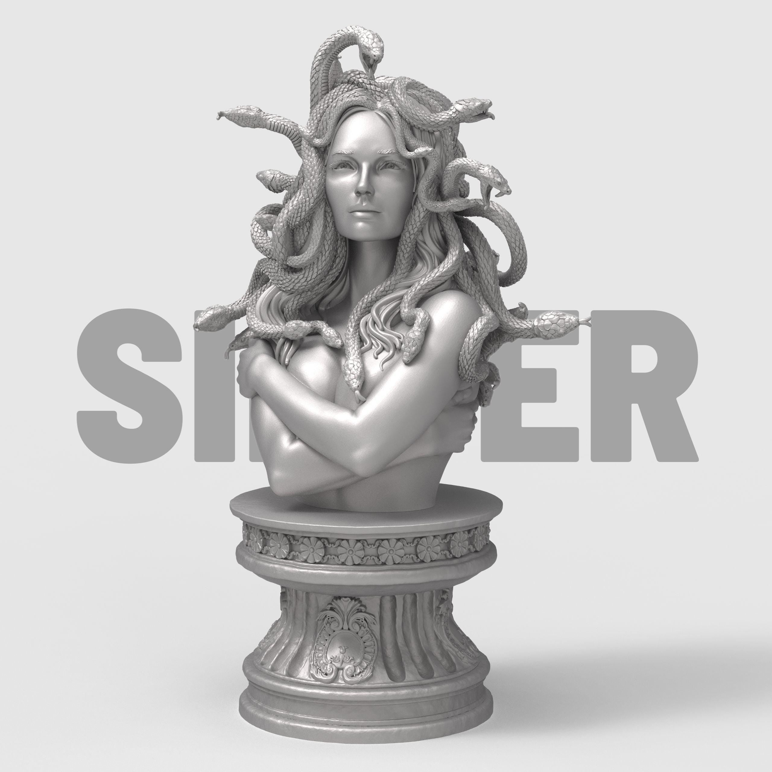 Medusa bust sculpture snake hair mythological woman detailed resin statue Greek mythology decor fantasy tabletop collectible