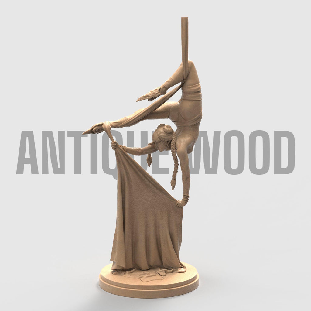 A breathtaking sculpture capturing the grace of aerial dance. The Dreamwoven balances midair, holding silken fabric in an elegant, contorted pose. Every curve and detail tells a story of strength, beauty, and poise—perfect for lovers of motion, fantasy, and fine artistry.