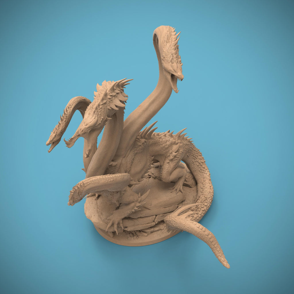NoxHydra is a colossal multi-headed dragon, each serpentine neck poised to strike. Its scales ripple with menace, and its stance atop jagged rock radiates raw power. Perfect for epic tabletop battles or collectors of legendary beasts.
