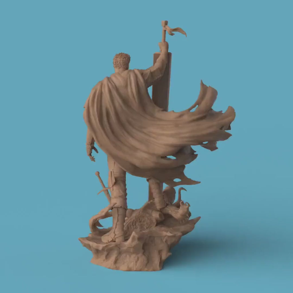Guts Figurine - Dramatic Battle Scene with Sword and Cloak | Various Sizes & Finishes