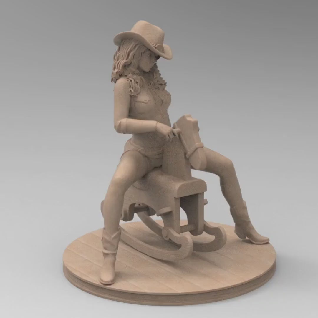 Cowgirl on Rocking Horse Figurine | Various Styles