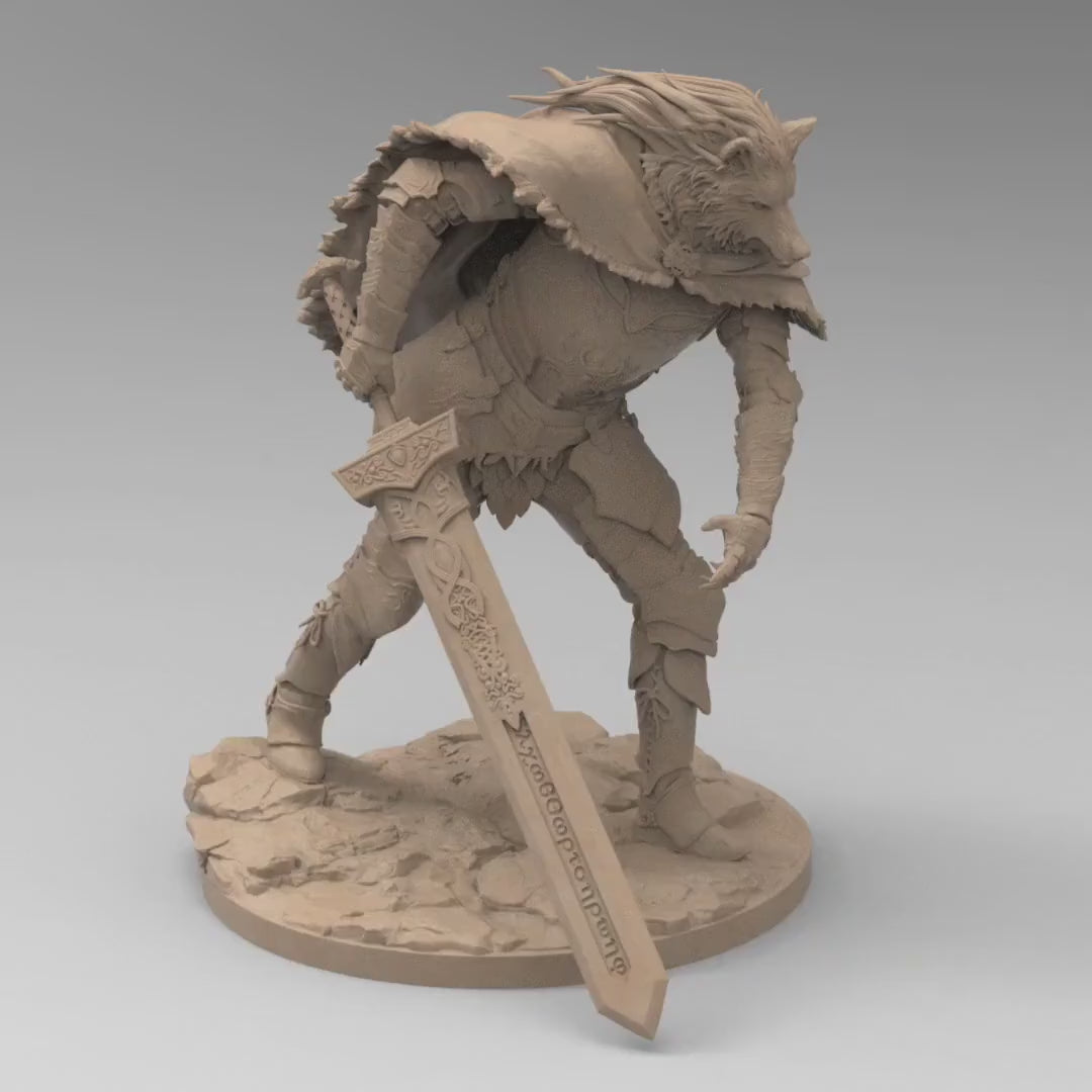 Blaidd Elden Ring Statue, Fierce Half-Wolf Warrior | Various Sizes & Finishes