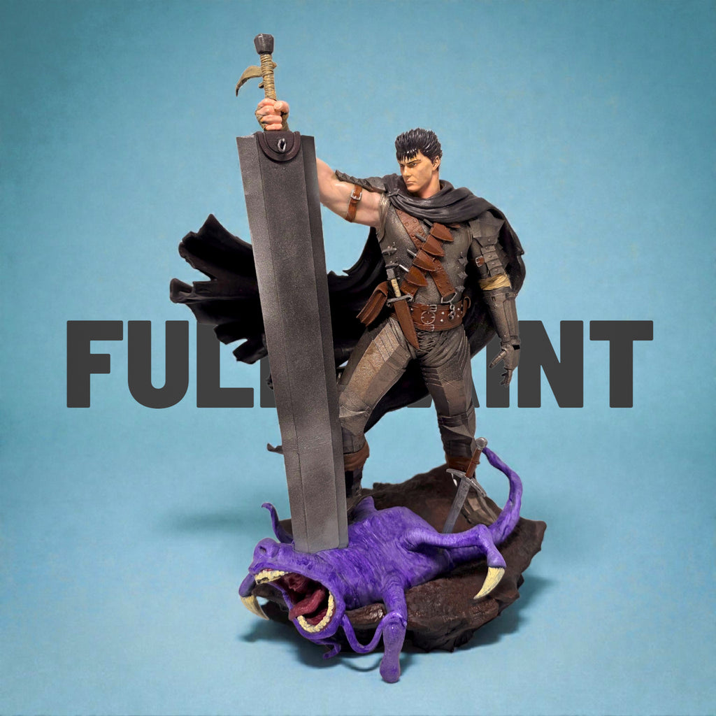 Guts Figurine - Dramatic Battle Scene with Sword and Cloak | Various Sizes & Finishes